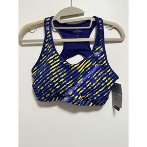 Athleta Abstract Purple Double Dare Sports Bra Sz Medium Athletic Gym